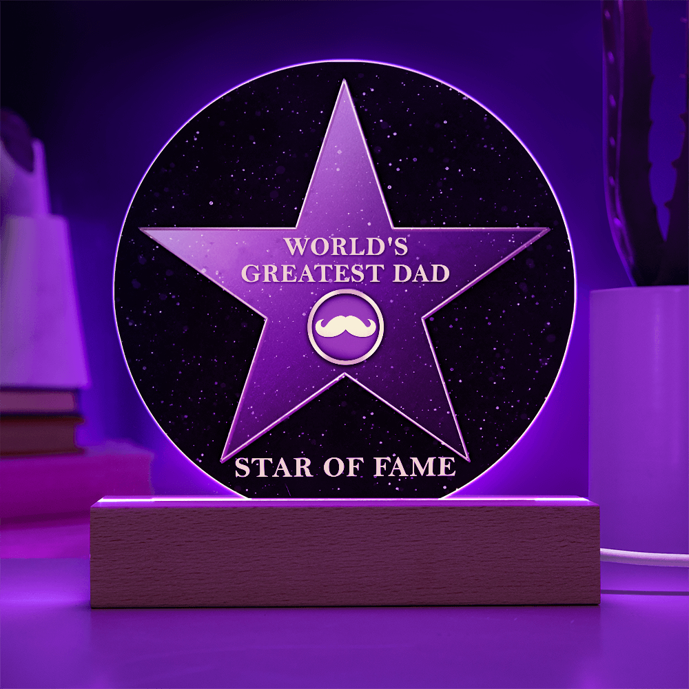 World's Greatest Dad – Star of Fame | Round LED Acrylic Plaque