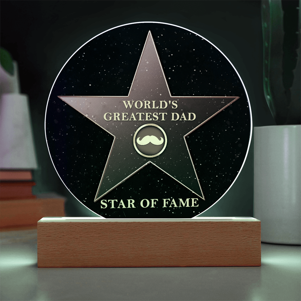 World's Greatest Dad – Star of Fame | Round LED Acrylic Plaque