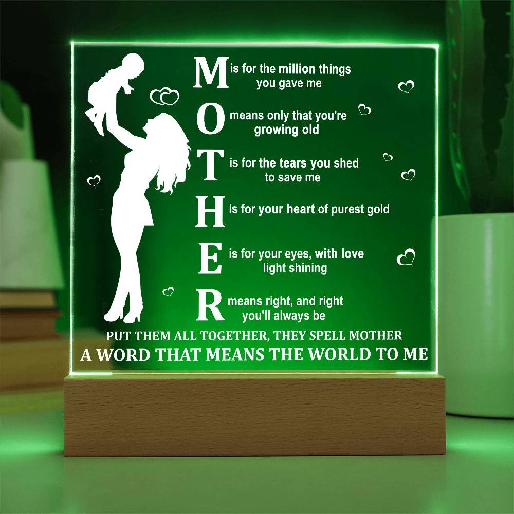 MOTHER – A Word That Means the World to Me | LED Acrylic Plaque