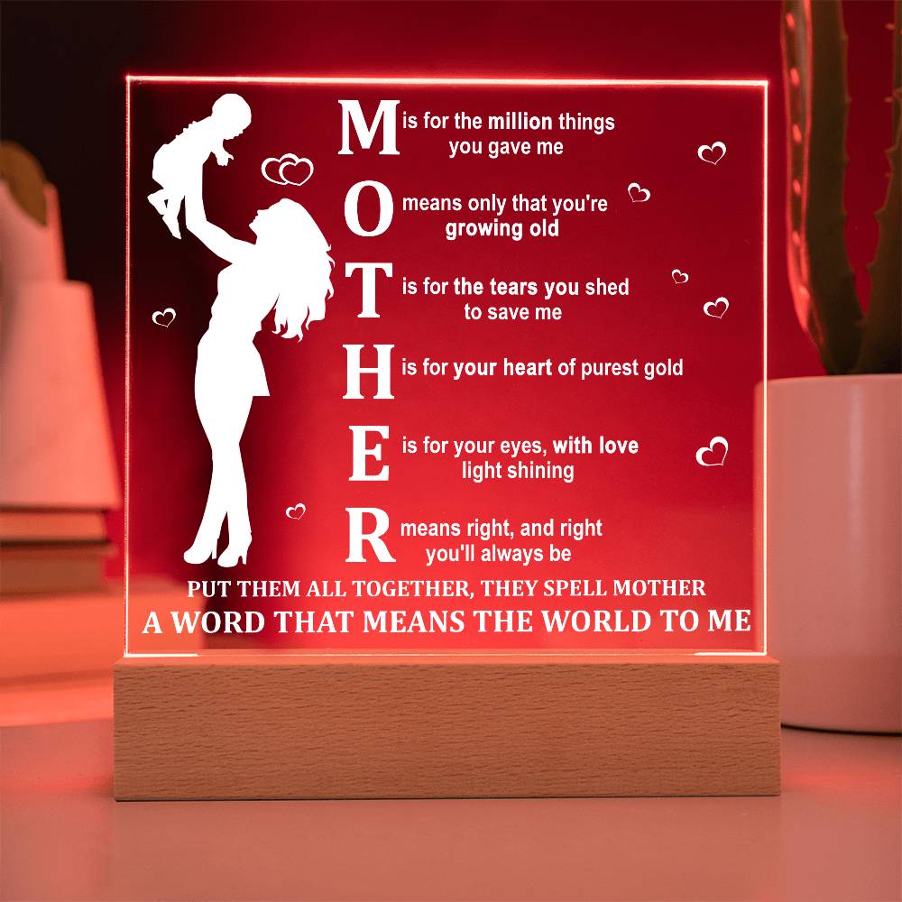 MOTHER – A Word That Means the World to Me | LED Acrylic Plaque