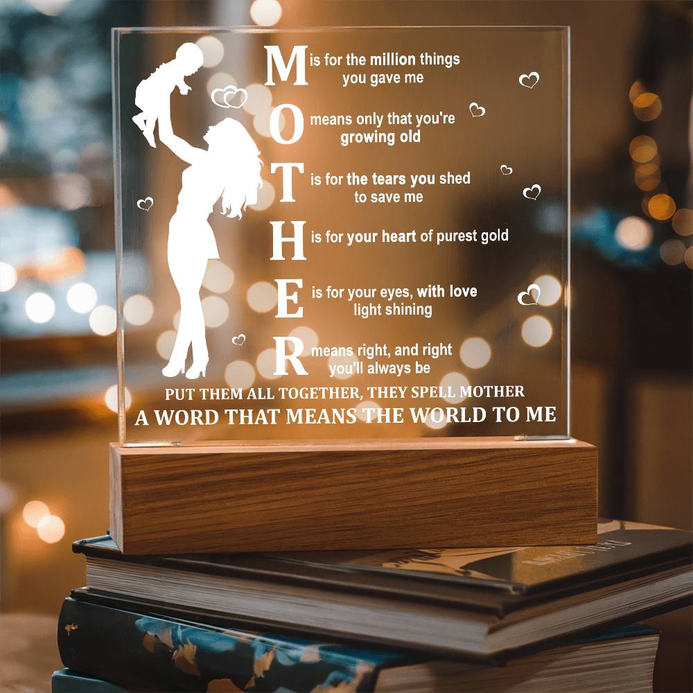 MOTHER – A Word That Means the World to Me | LED Acrylic Plaque