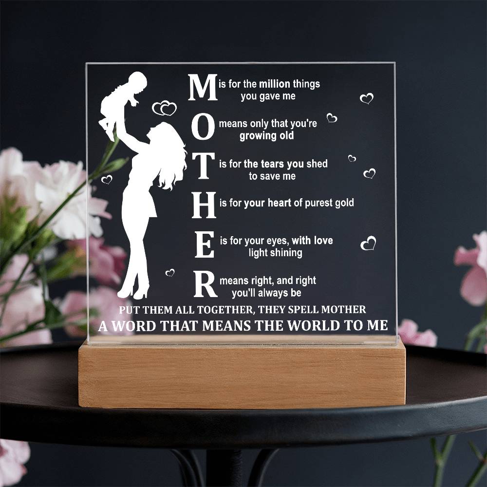 MOTHER – A Word That Means the World to Me | LED Acrylic Plaque