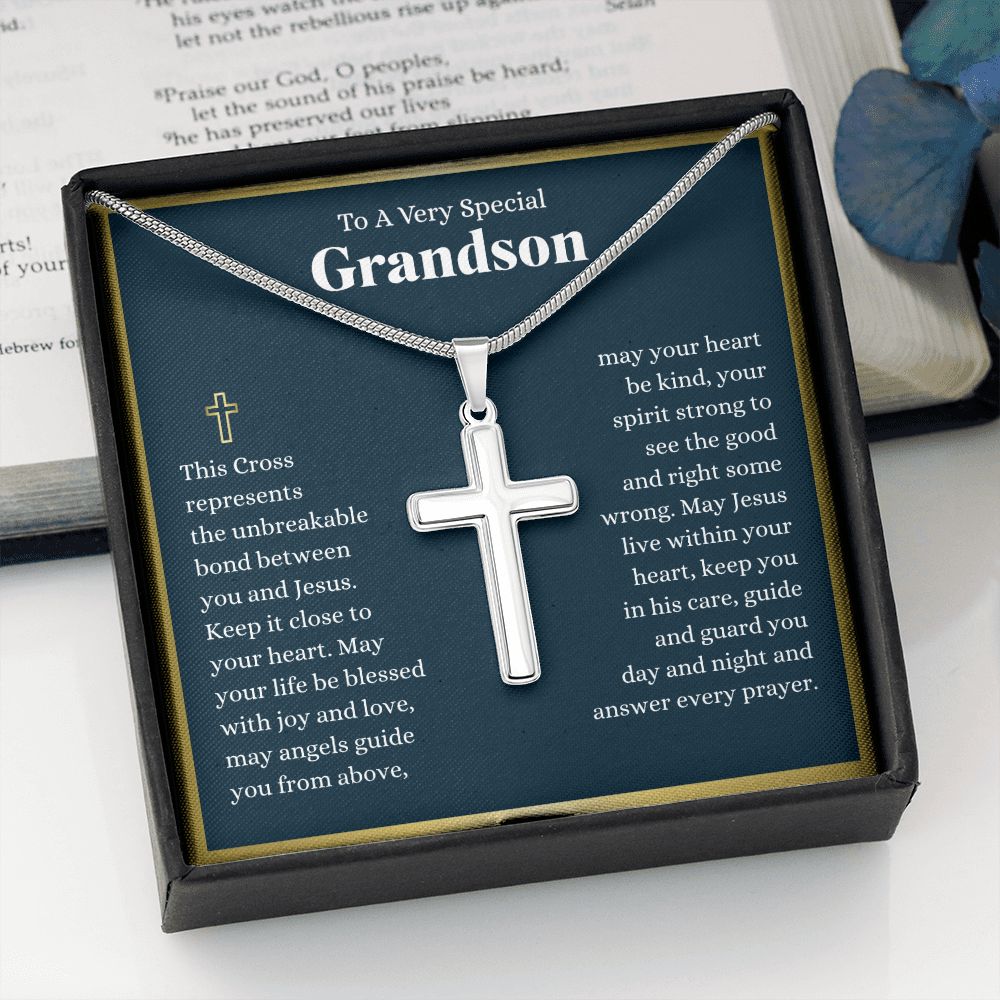 Grandson Every Prayer Cross Necklace