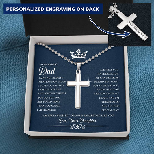 To My Badass Dad - From Daughter - Cross Necklace