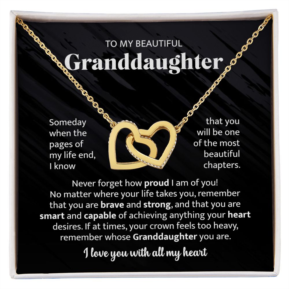 To My Beautiful Granddaughter - Interlocking Heart Necklace
