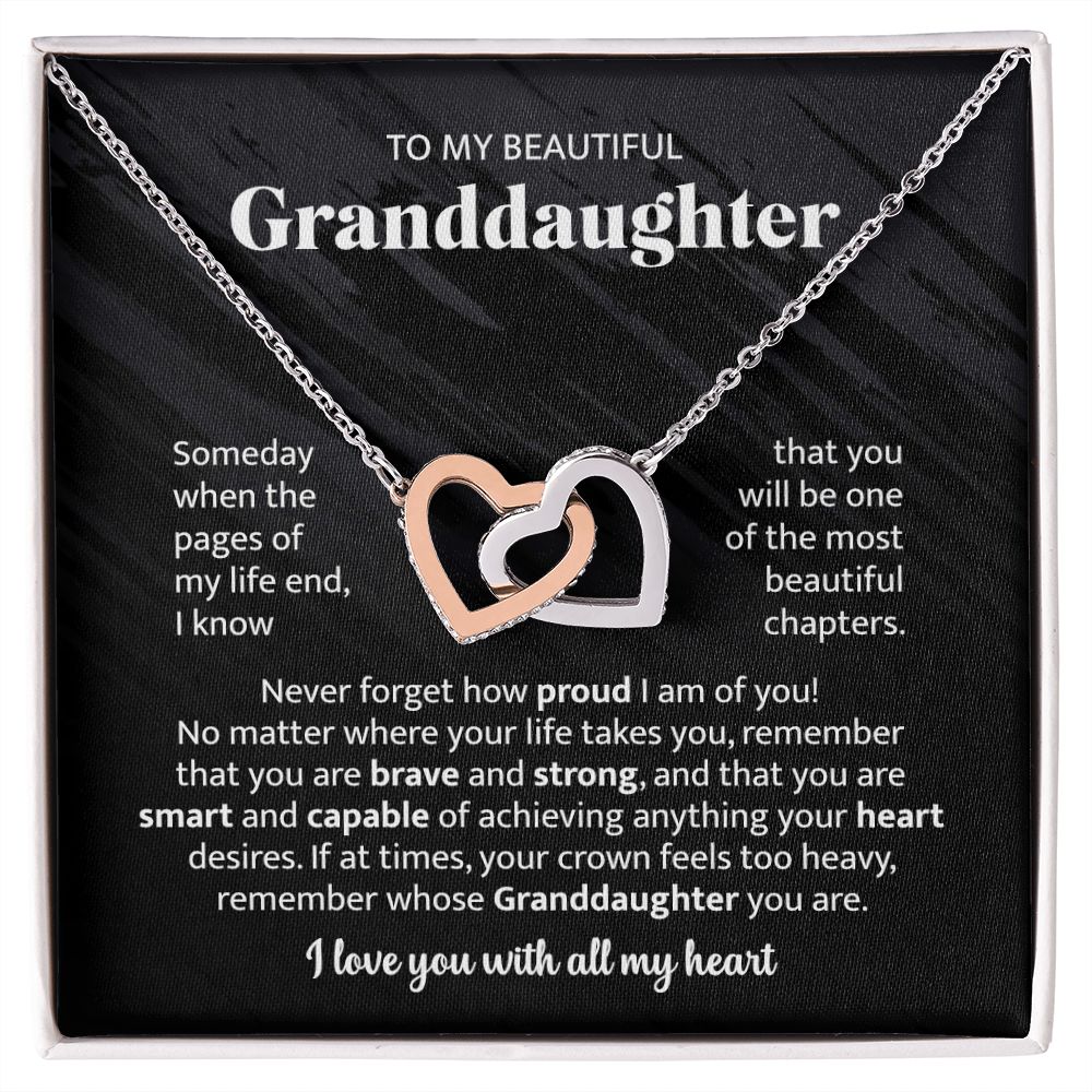 To My Beautiful Granddaughter - Interlocking Heart Necklace