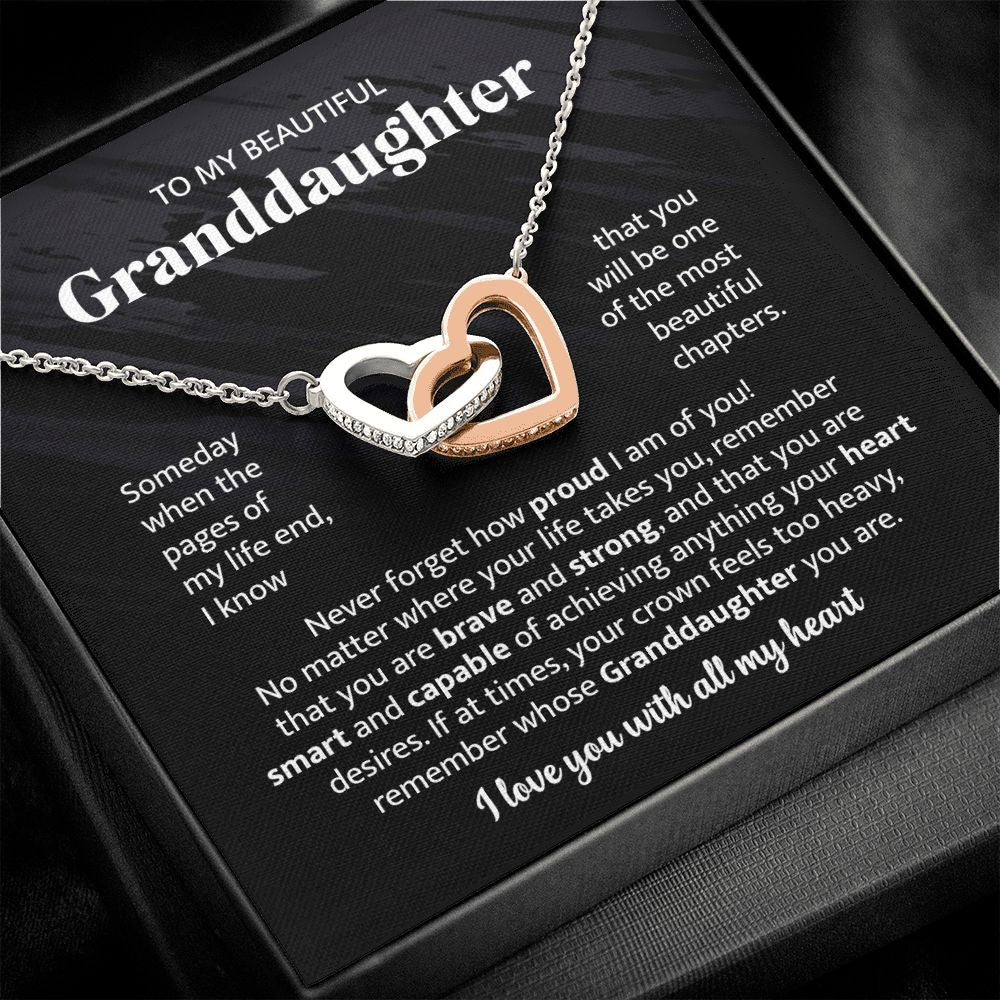 To My Beautiful Granddaughter - Interlocking Heart Necklace