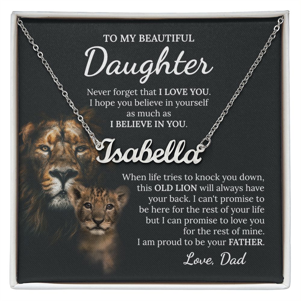 To My Beautiful Daughter Lion Name Necklace