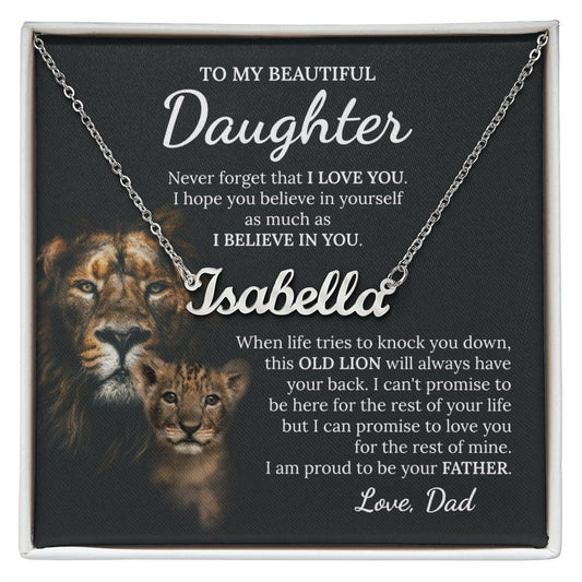 To My Beautiful Daughter Lion Name Necklace