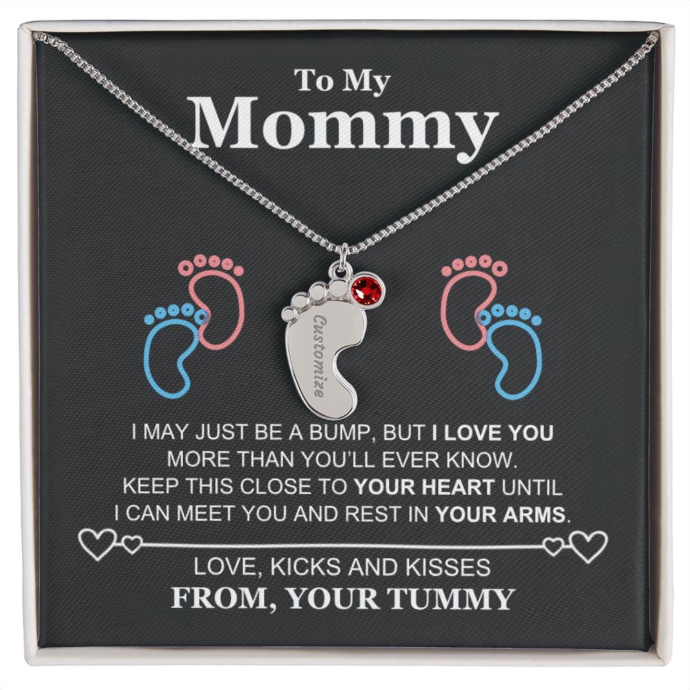 To My Mommy Baby Feet Necklace