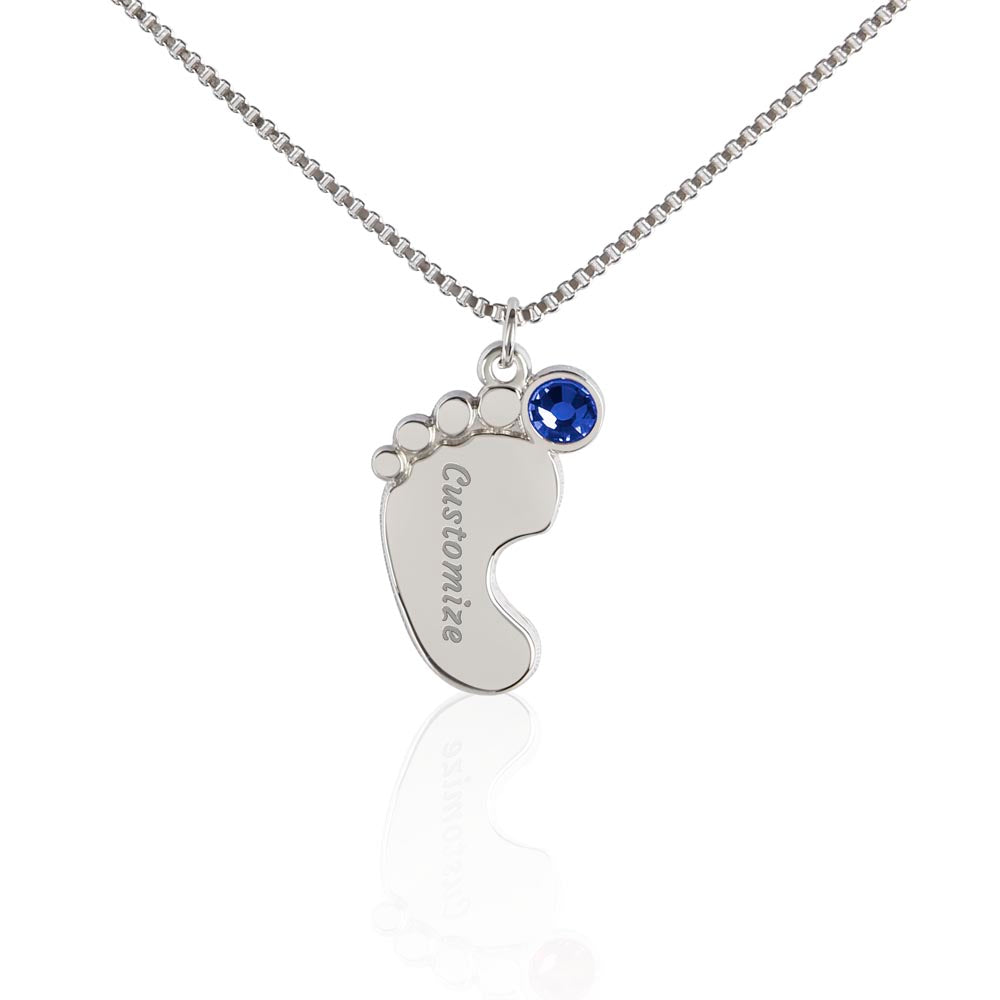 To My Mommy Baby Feet Necklace