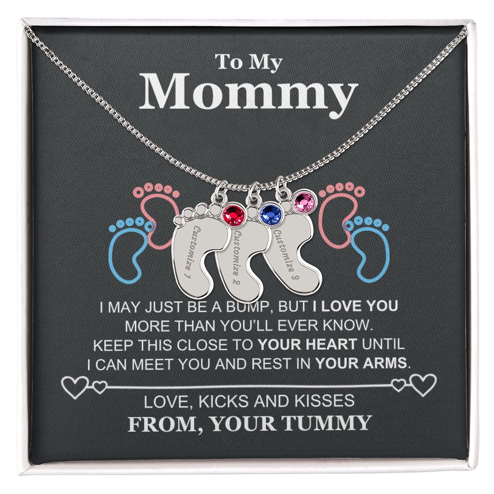 To My Mommy Baby Feet Necklace