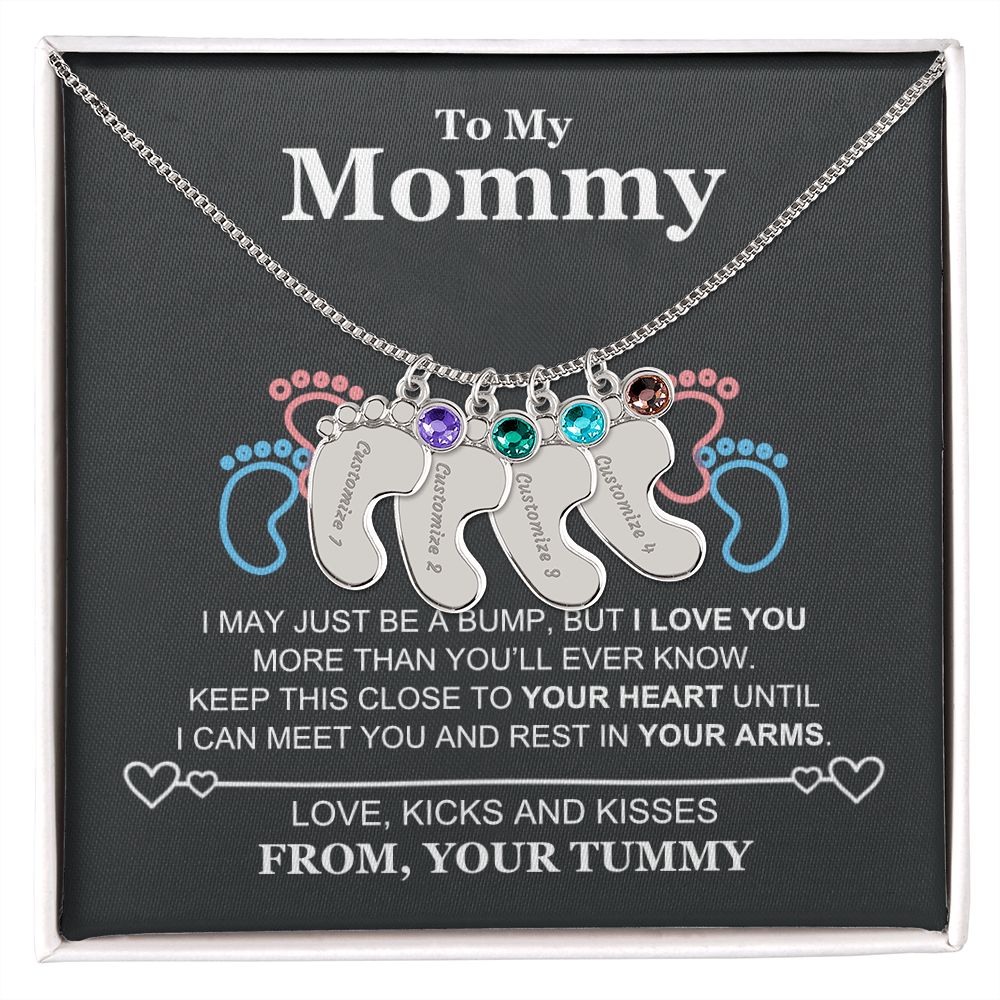 To My Mommy Baby Feet Necklace