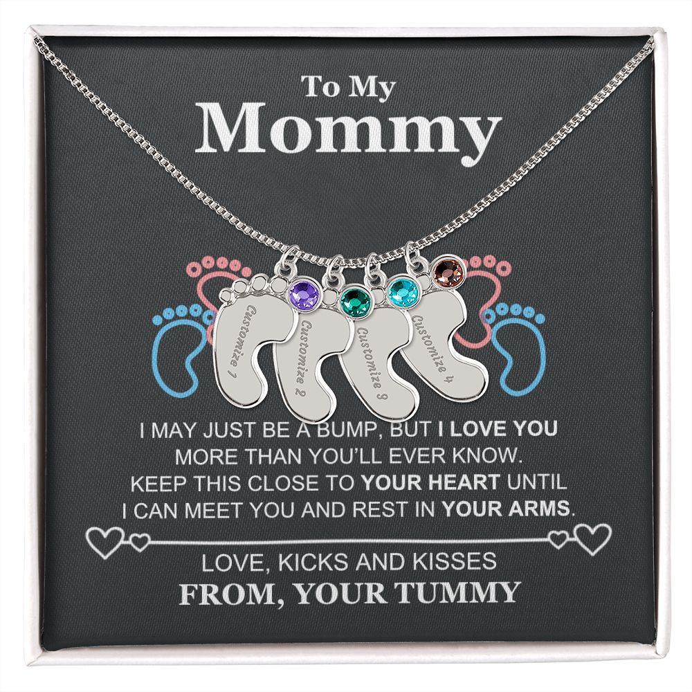 To My Mommy Baby Feet Necklace