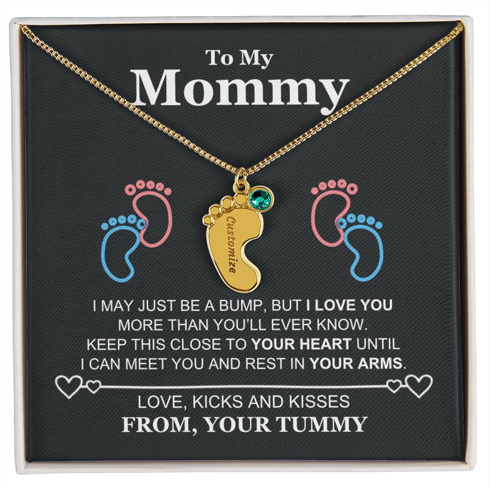 To My Mommy Baby Feet Necklace