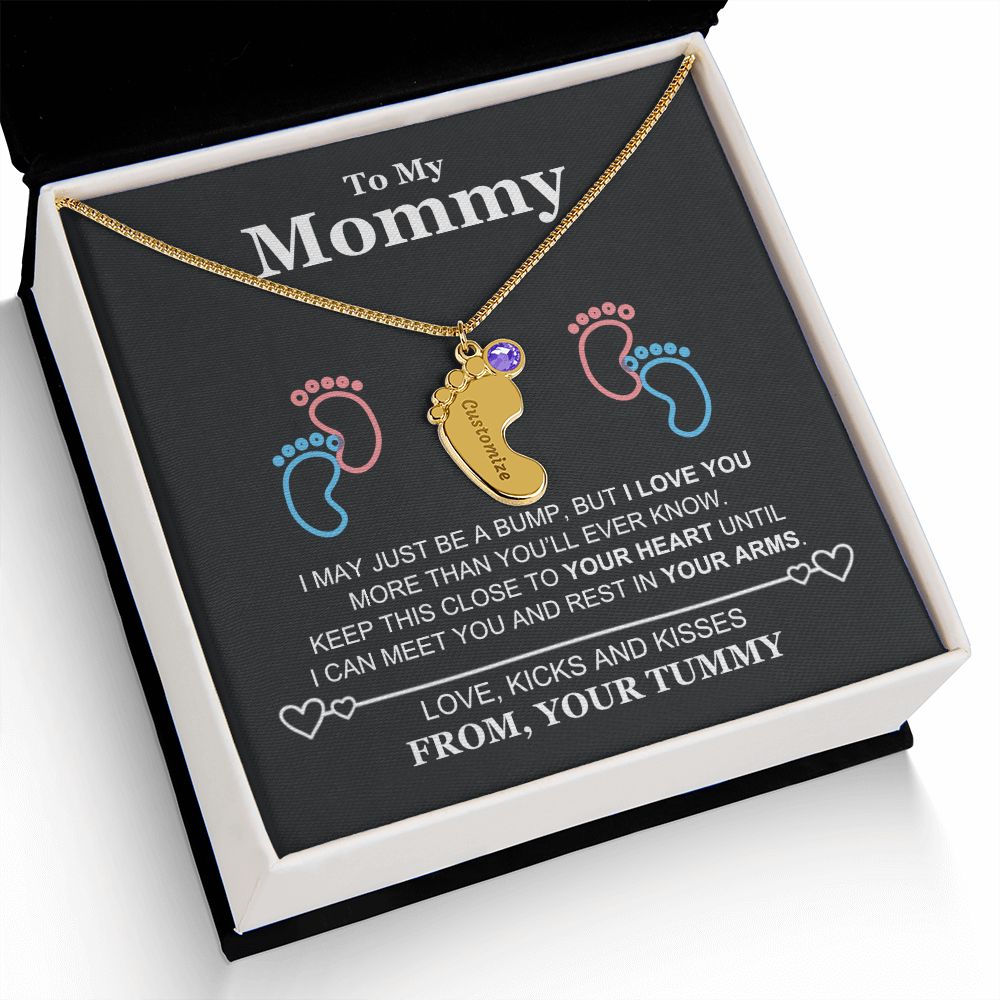 To My Mommy Baby Feet Necklace