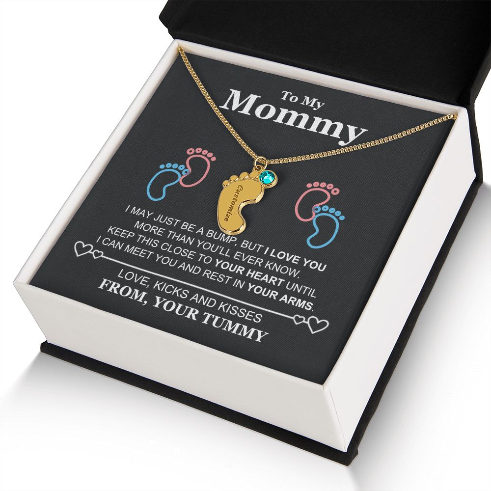 To My Mommy Baby Feet Necklace