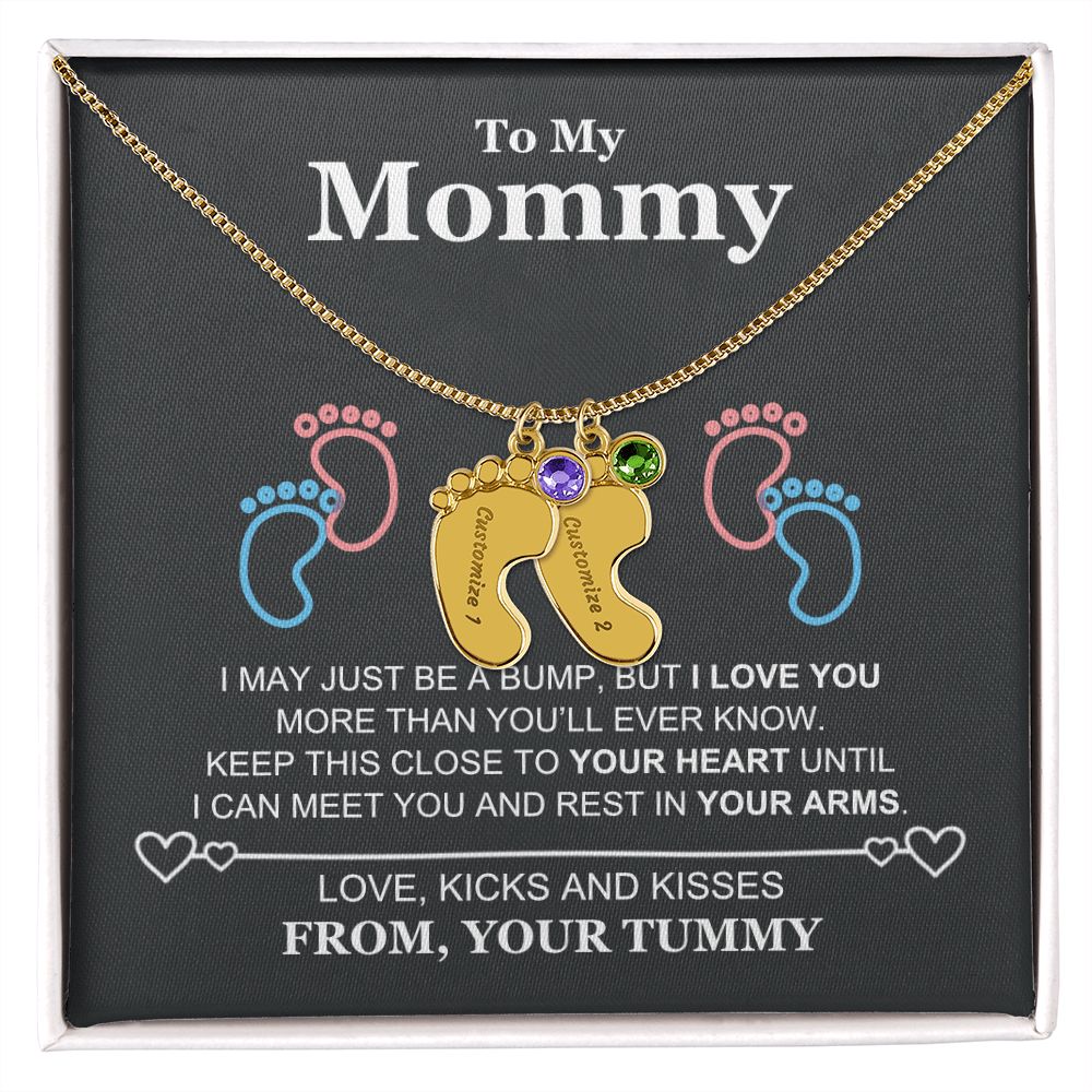 To My Mommy Baby Feet Necklace