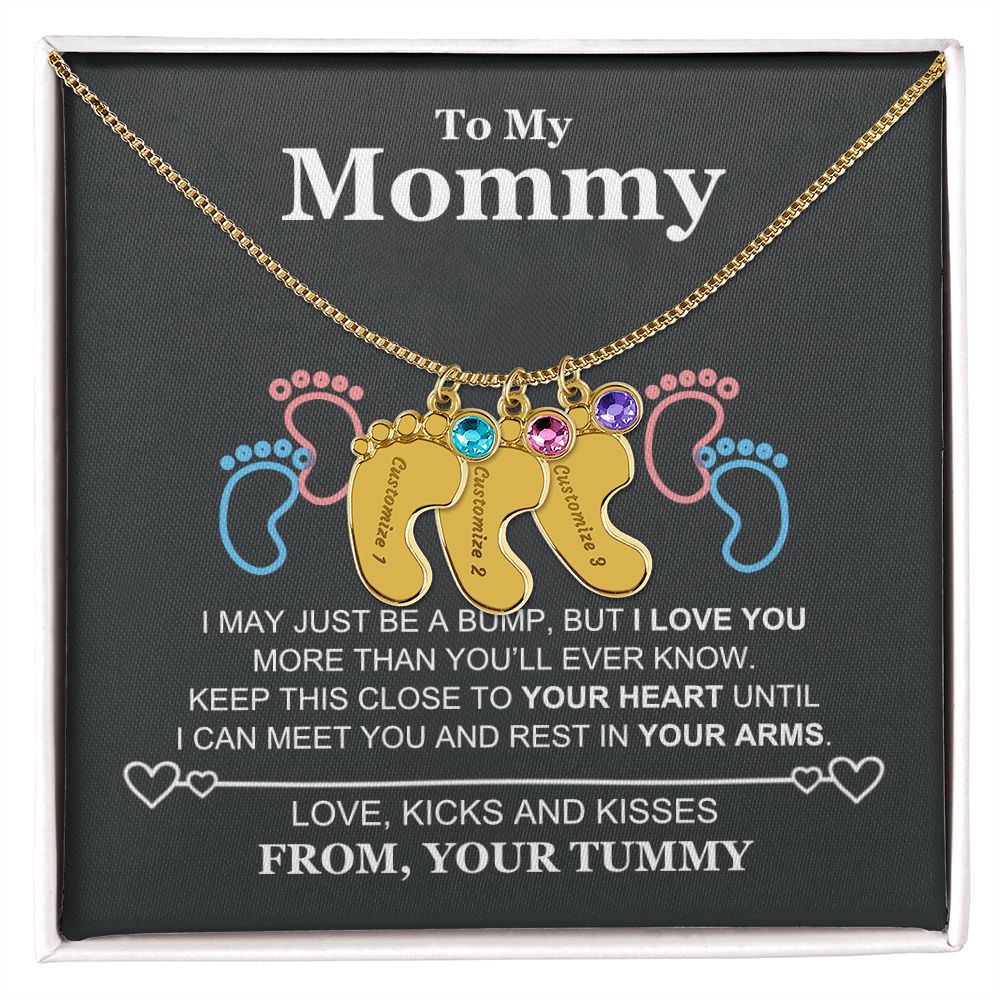 To My Mommy Baby Feet Necklace