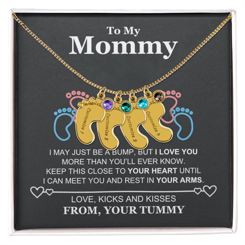 To My Mommy Baby Feet Necklace