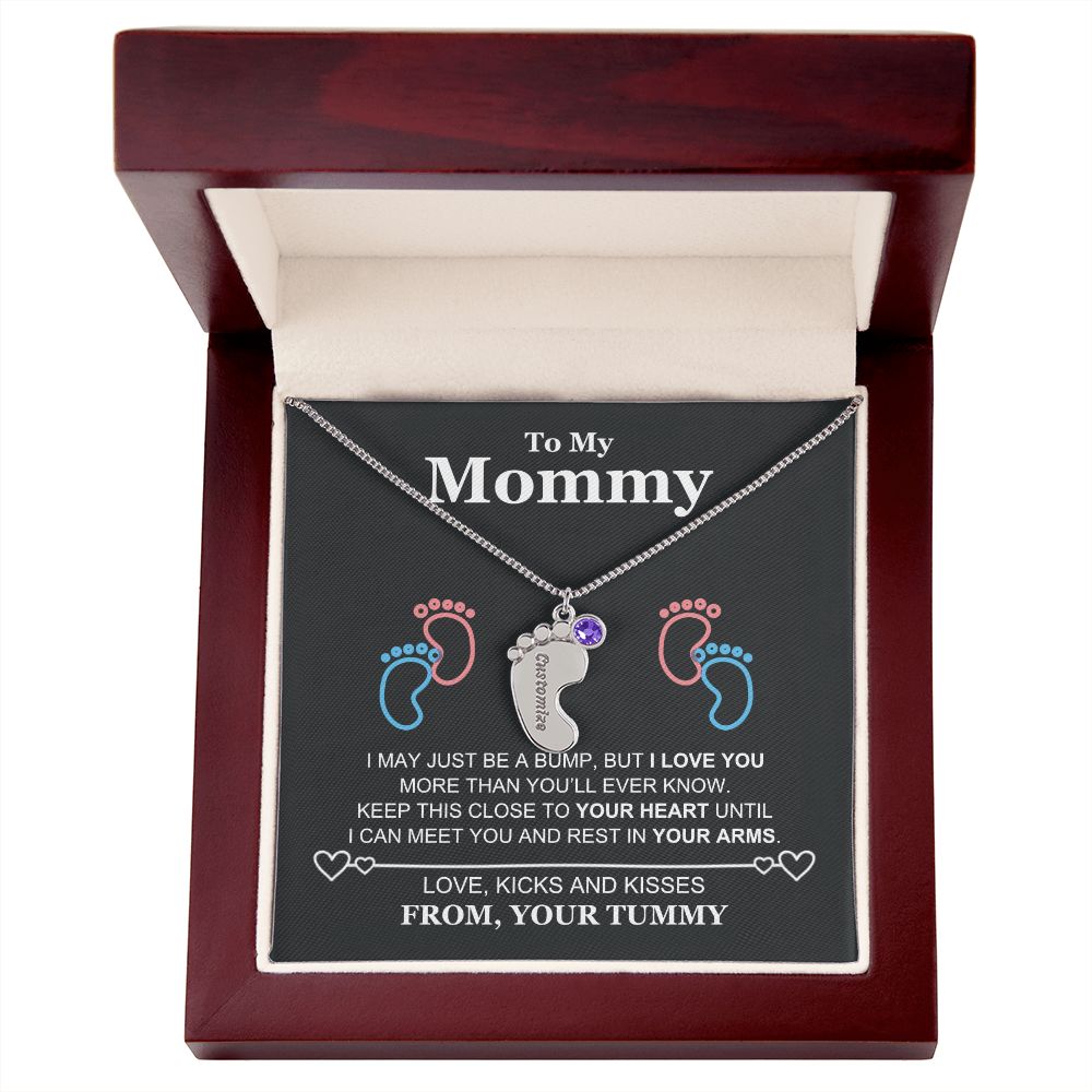 To My Mommy Baby Feet Necklace