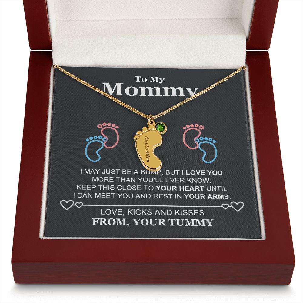 To My Mommy Baby Feet Necklace