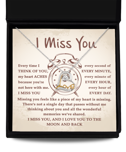 I Miss You Every Second - Love Heart Necklace