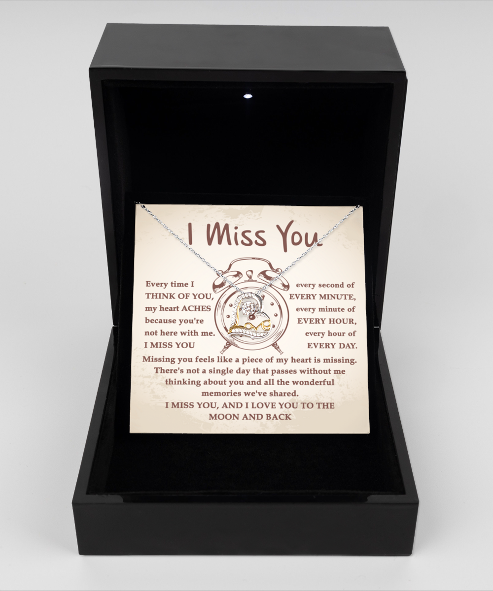 I Miss You Every Second - Love Heart Necklace