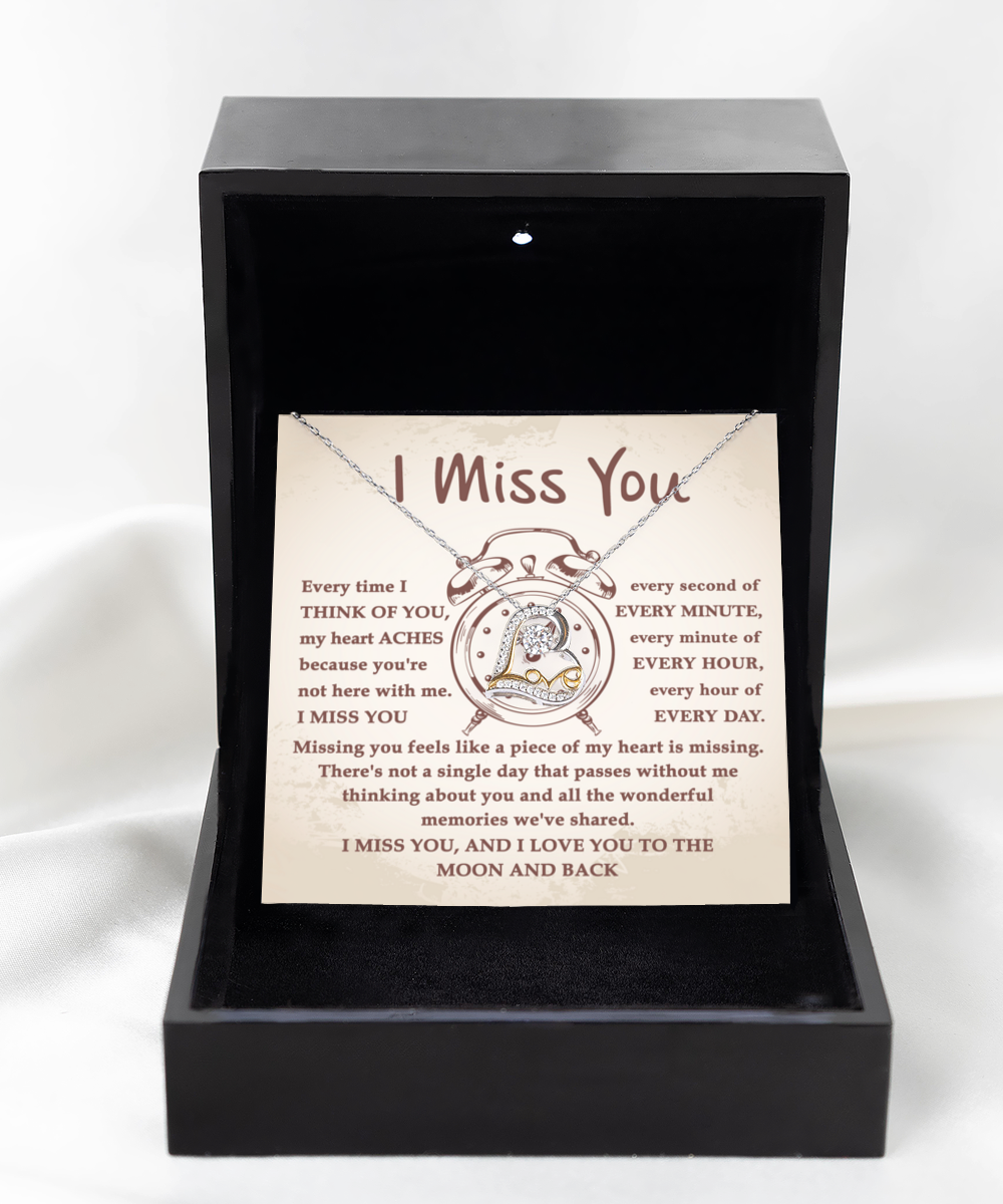 I Miss You Every Second - Love Heart Necklace